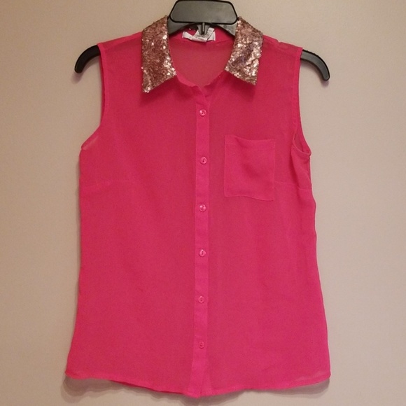 Pinky Tops - Pink sleeveless sheer top